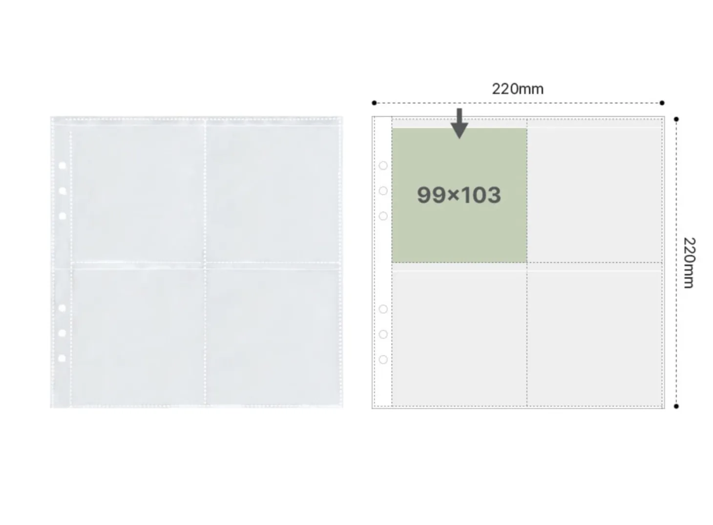 Basic 6 Ring A5 Wide Double-sided Pocket Refill