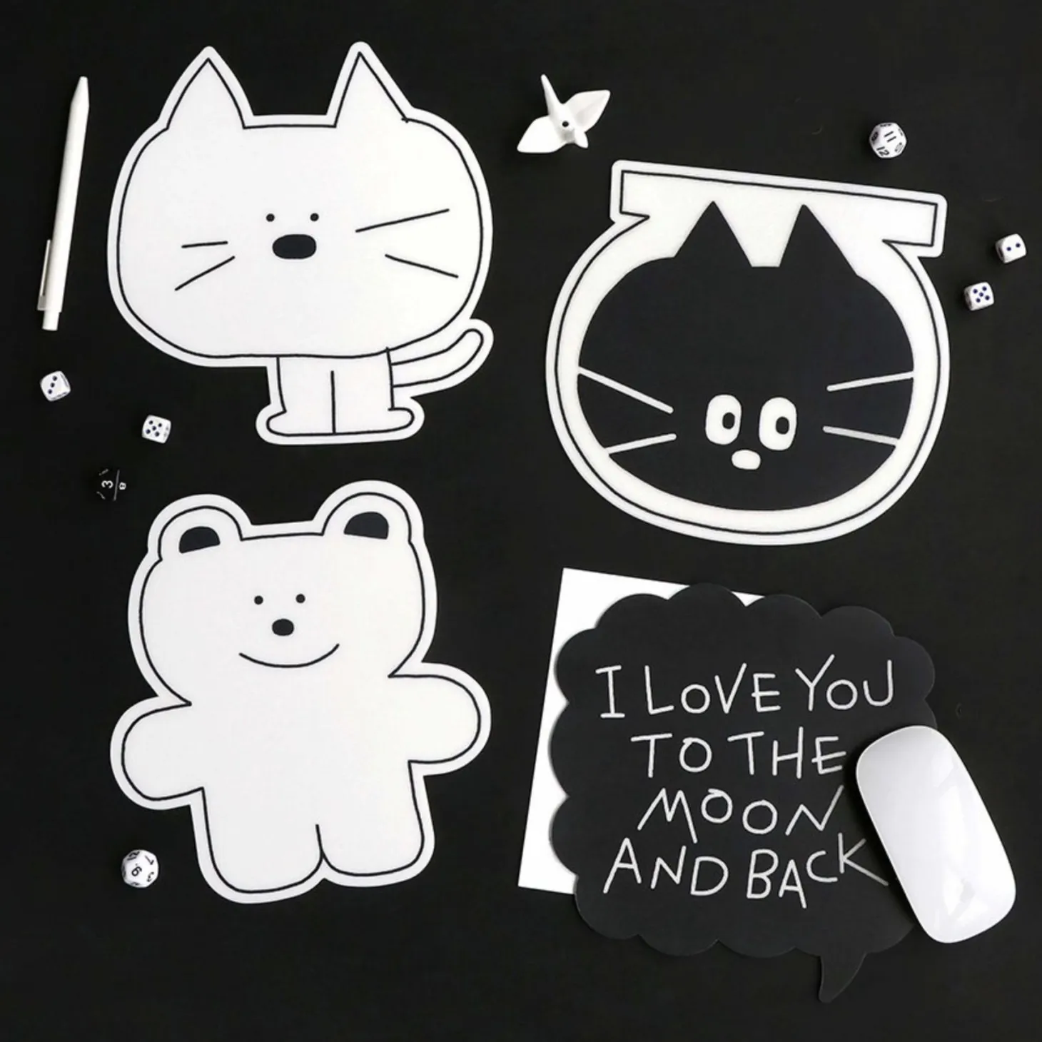 B&W Doodle Mouse Pad