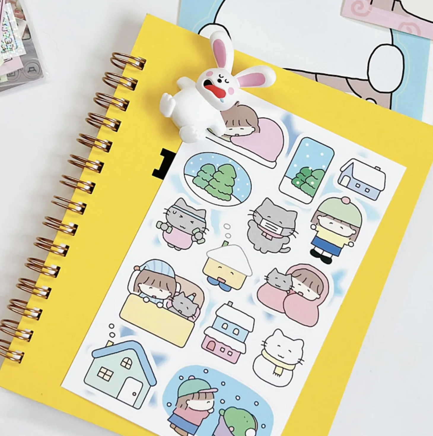 Cat and Hodu Winter Cozy Sticker