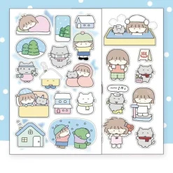 Cat and Hodu Winter Cozy Sticker