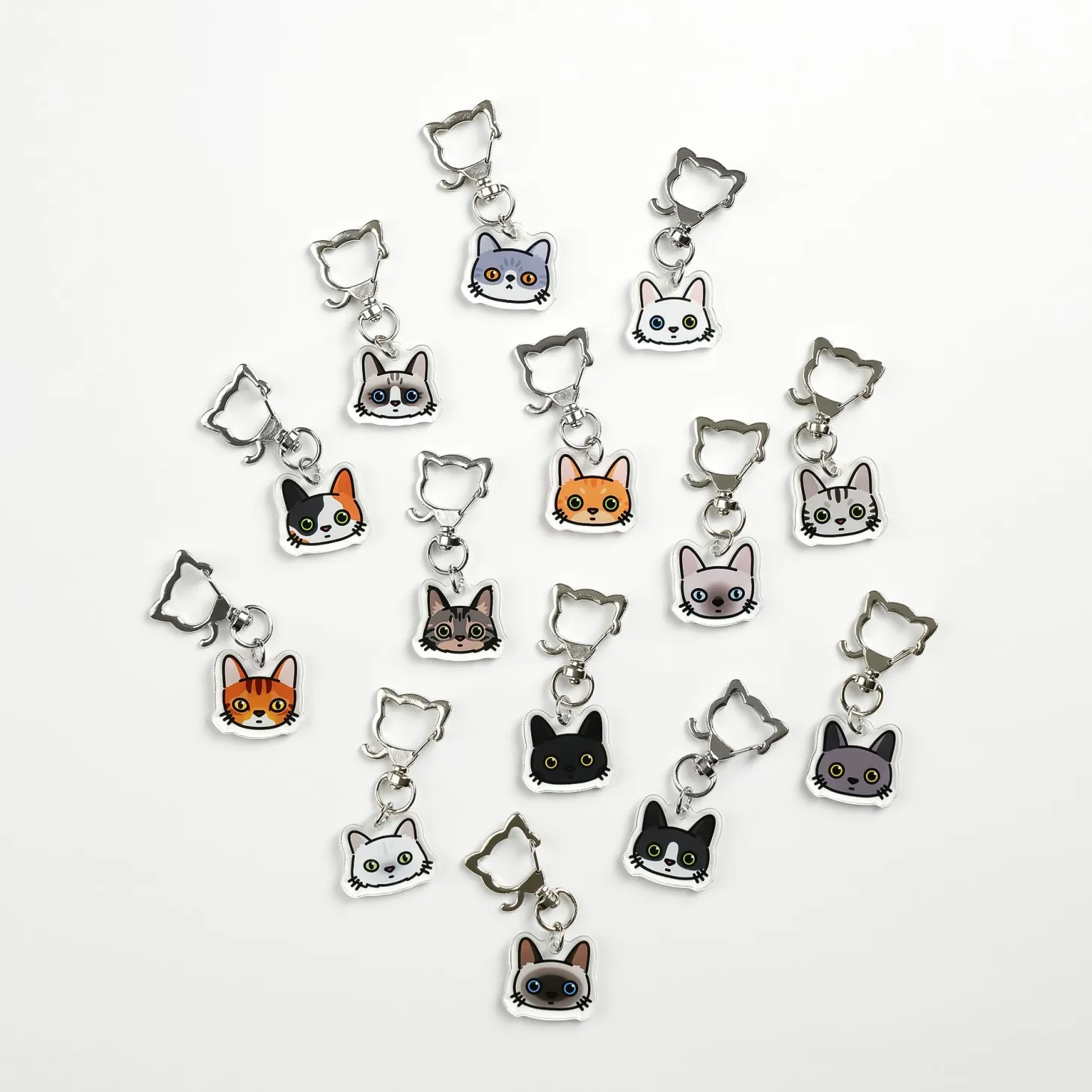Cat Face Acrylic Key Ring