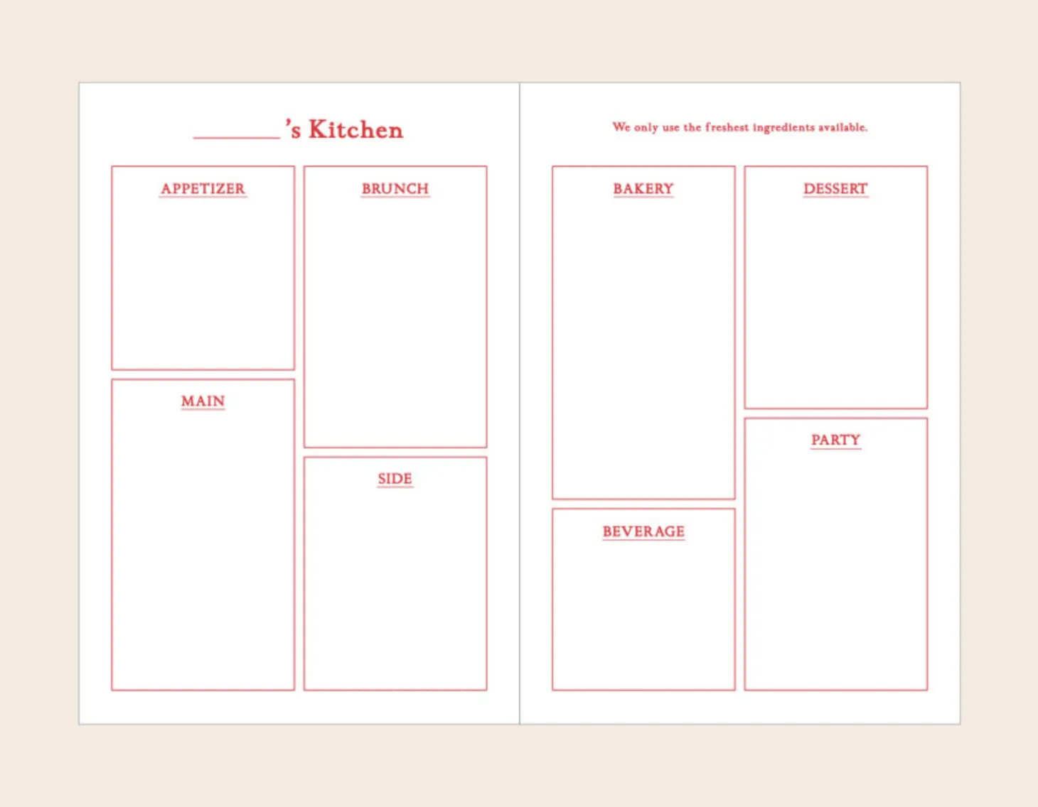 Homemade Cookbook Recipe Journal