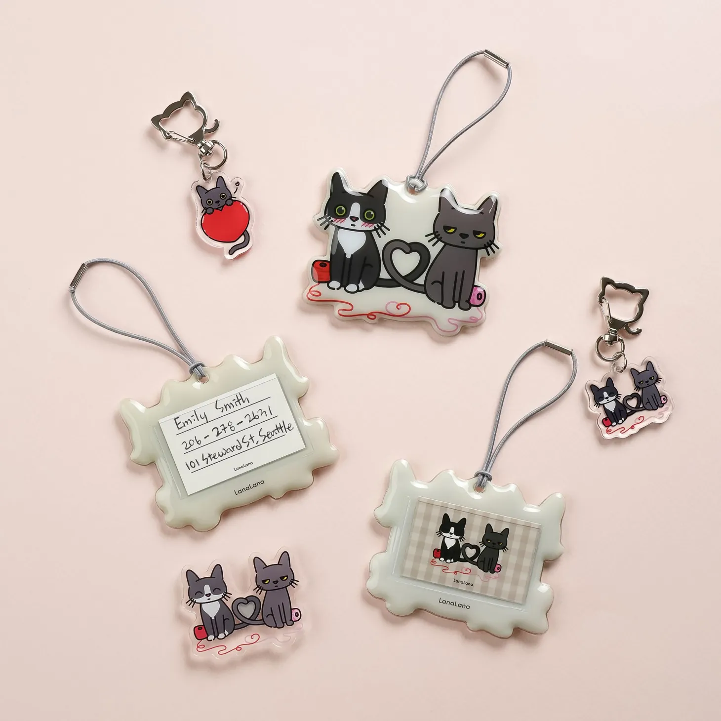 Lana Cat Pose Acrylic Key Ring