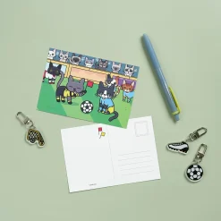 Lana & Tuxedo Cat Soccer Postcard