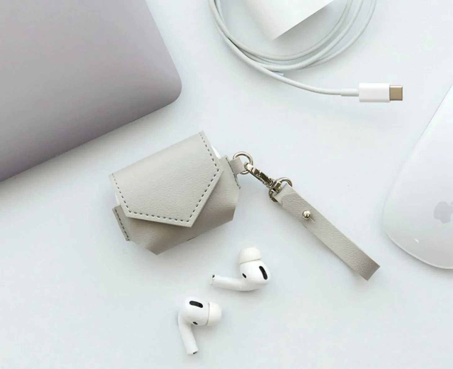 Leather AirPods Pro Pouch + Strap Set