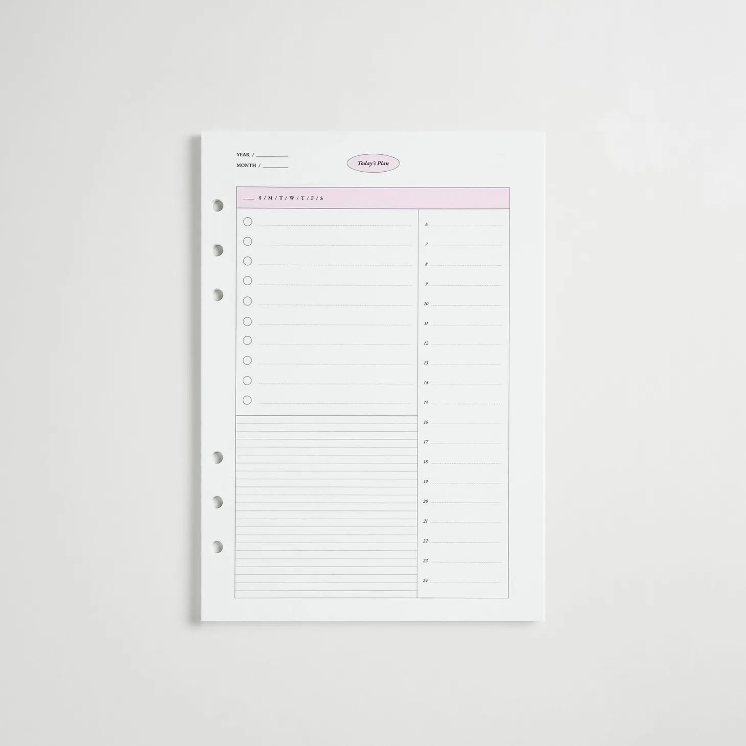 MYO Today 6 Ring A5 Planner Refill