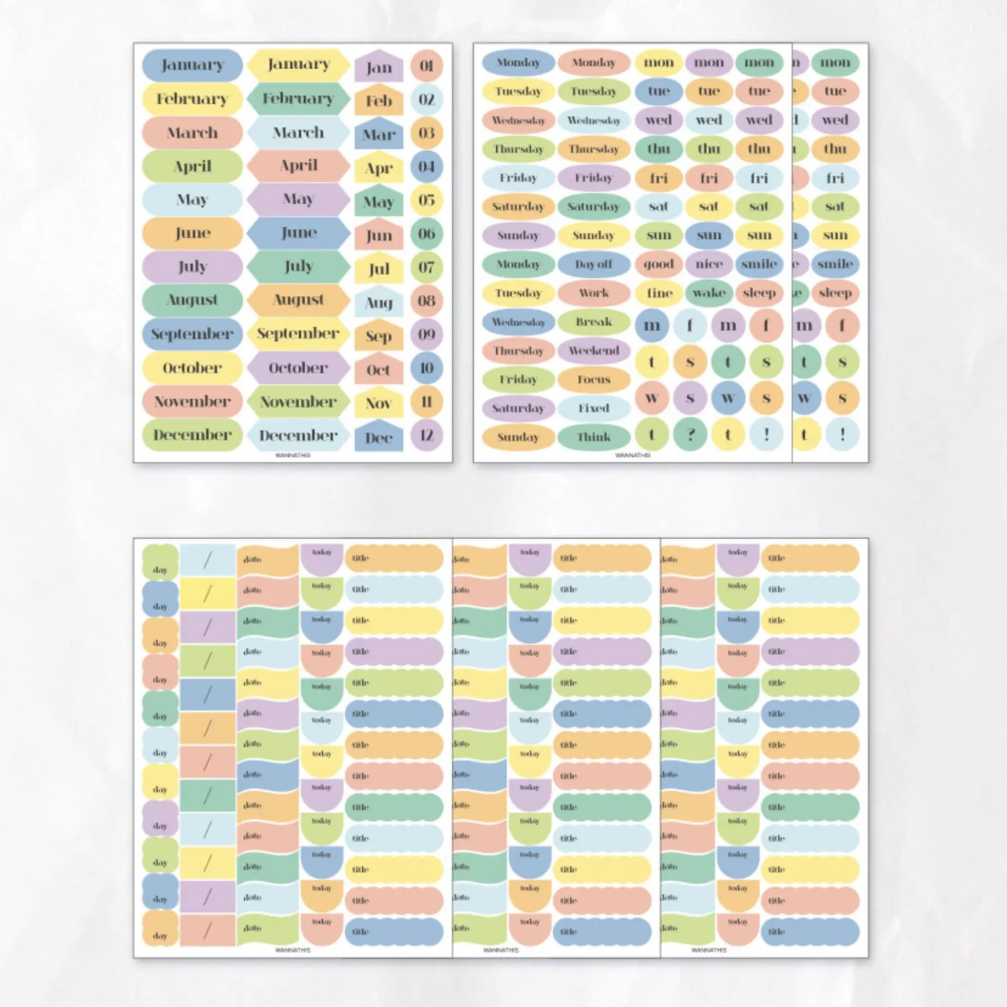 6pcs Daily Journal Deco Sticker Set