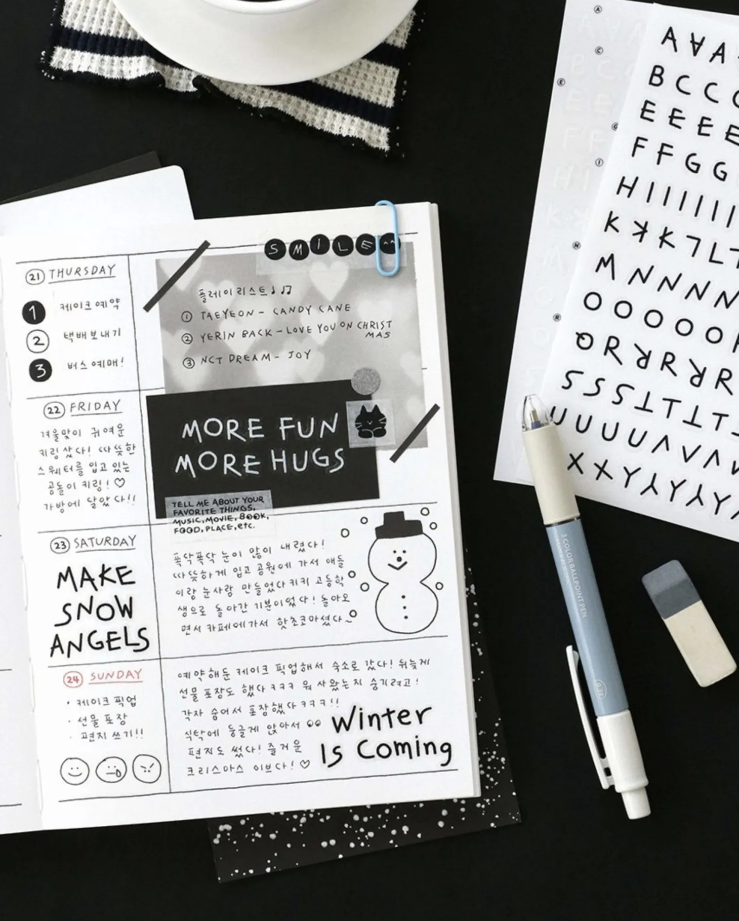 6pcs Doodle Alphabet Sticker Set
