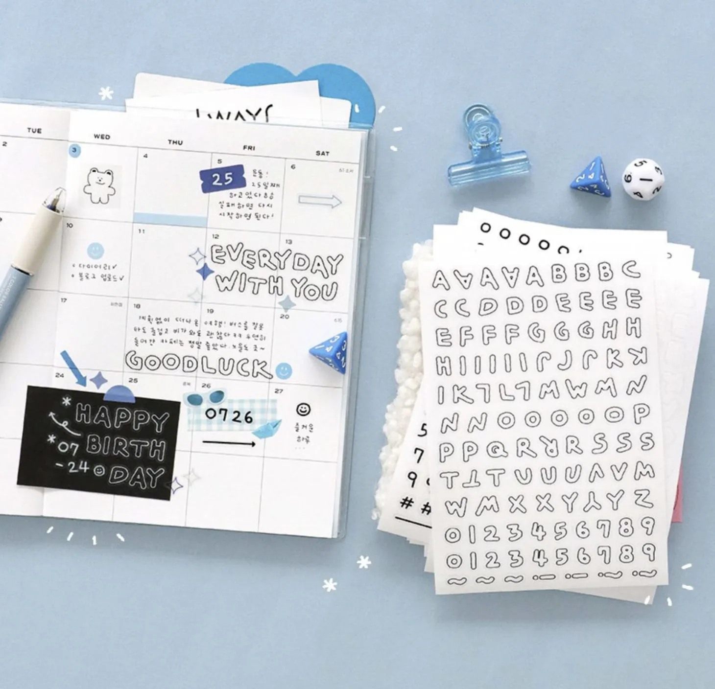 6pcs Fluffy Alphabet Sticker Set