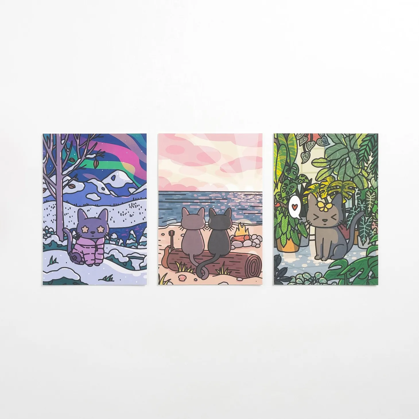 12pcs Lana & Tuxedo Cat Postcard Set