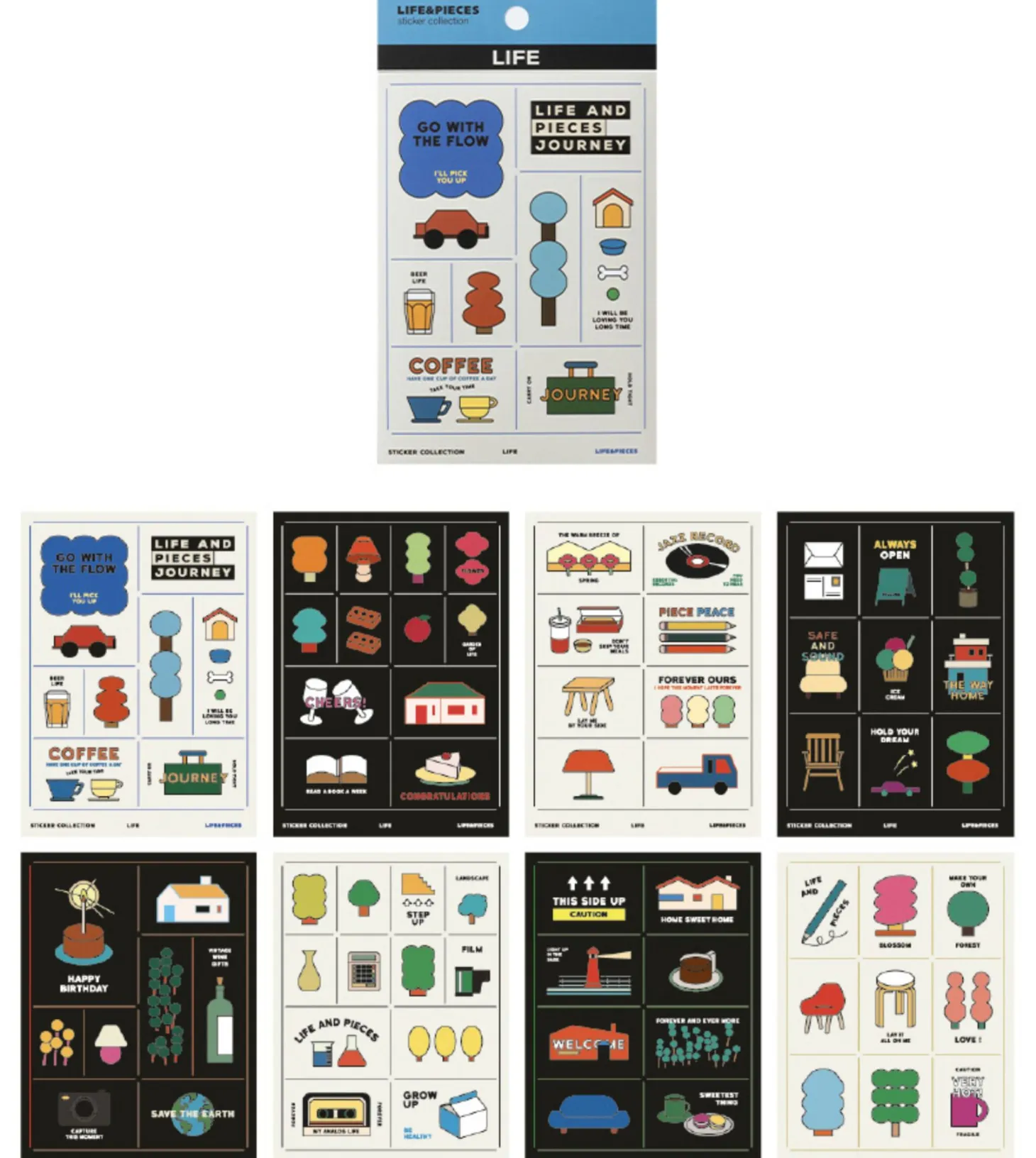 8pcs Life & Pieces Life Removable Sticker Set