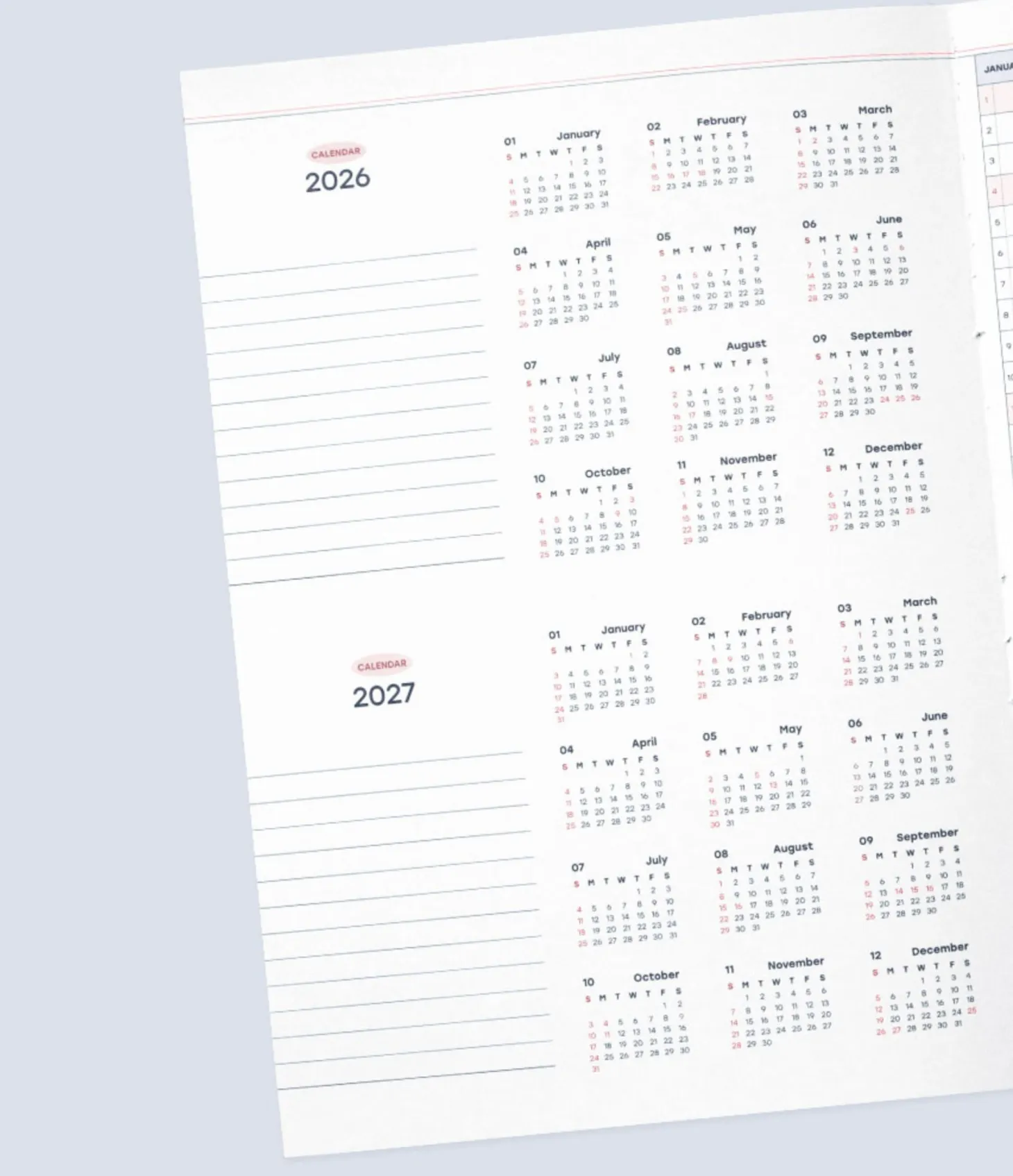 2026 Record On A4 Monthly Planner