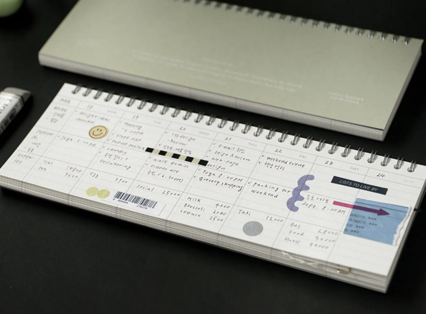 3-Row Desk Weekly Scheduler