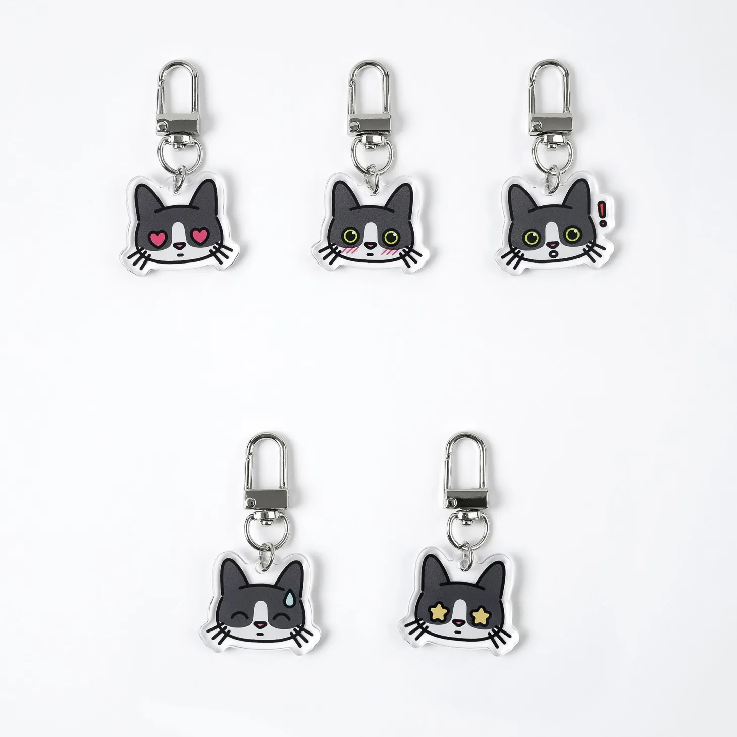 Tuxedo Cat Emoji Acrylic Key Ring