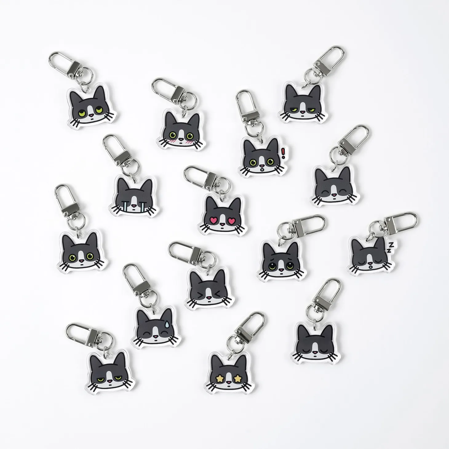 Tuxedo Cat Emoji Acrylic Key Ring