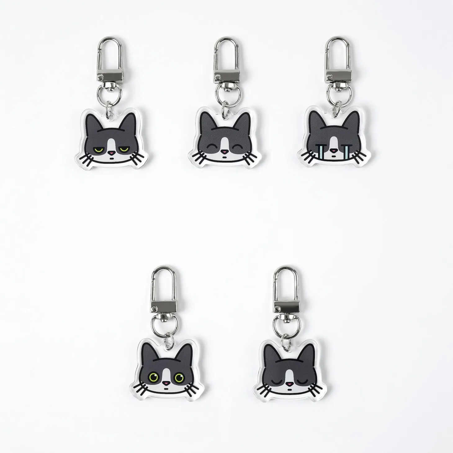 Tuxedo Cat Emoji Acrylic Key Ring