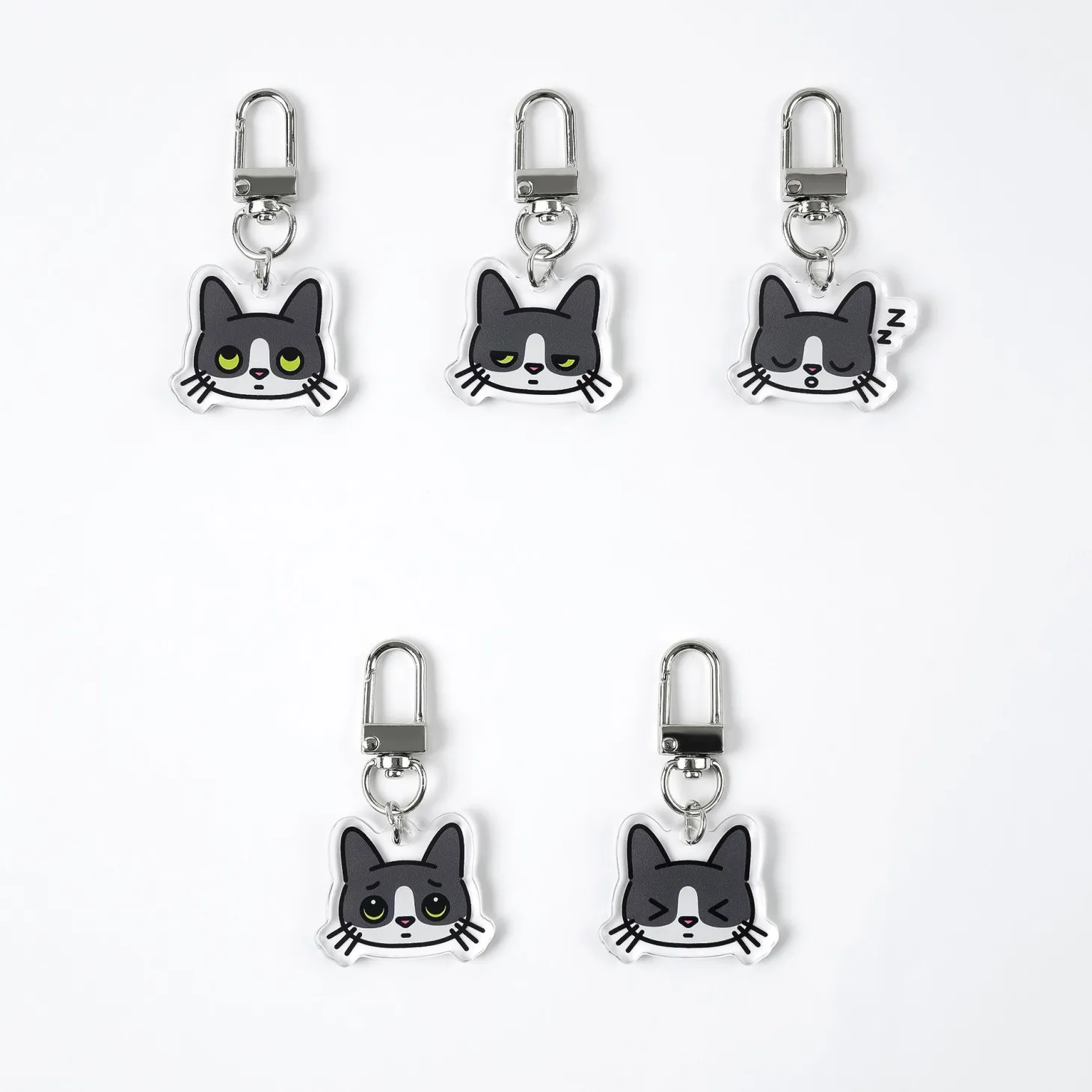 Tuxedo Cat Emoji Acrylic Key Ring